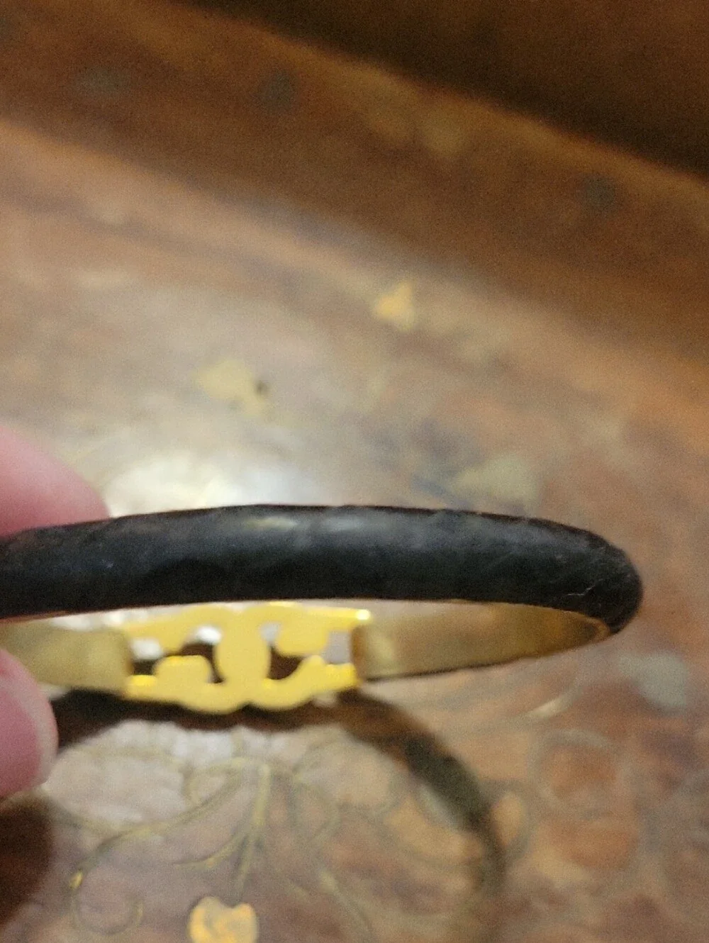 Double G 24KT GOLD Plate - Made In Italy Interlocking Logo Leather Bracelet